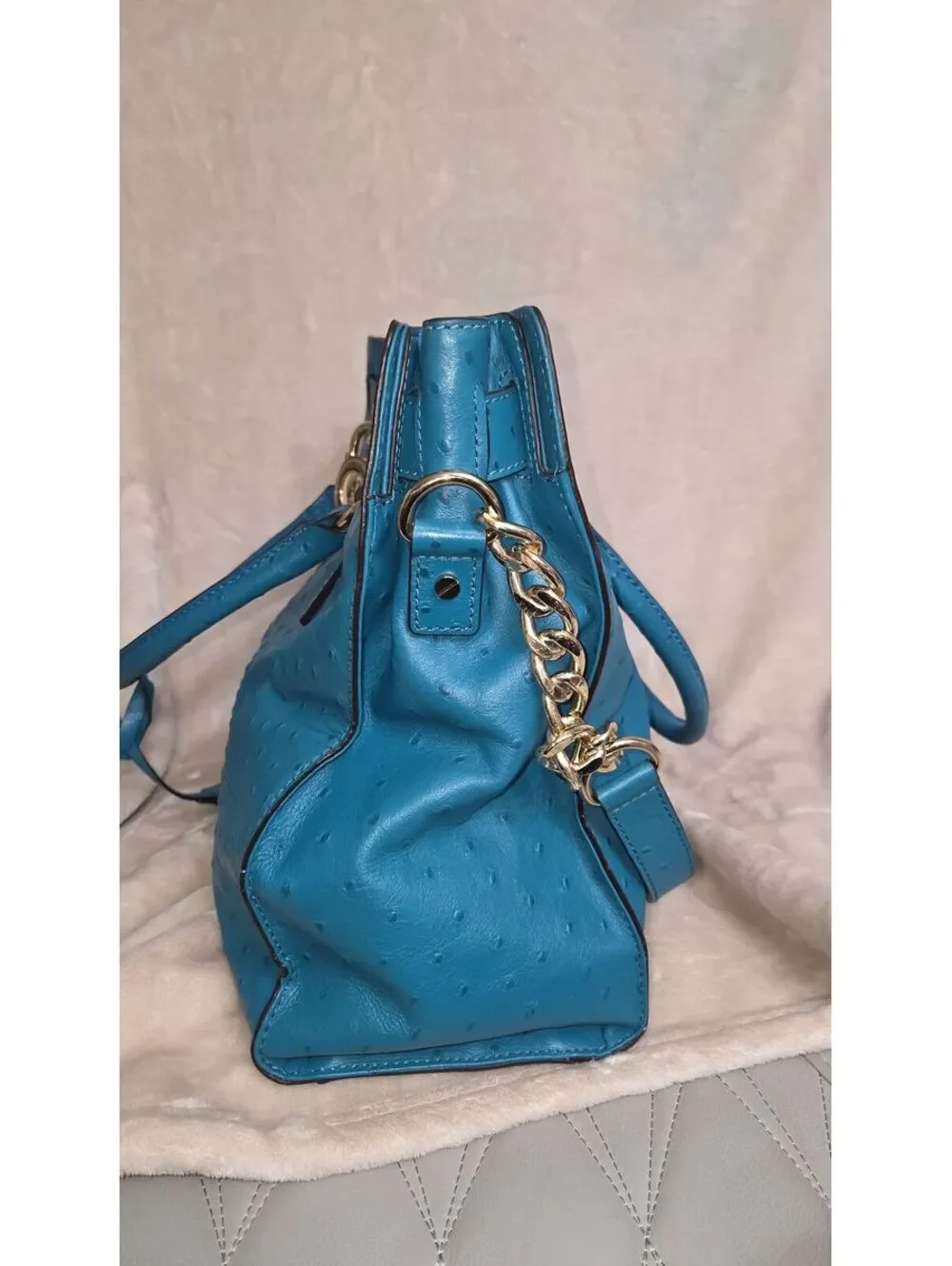 65. Michael Kors Blue/Teal Ostrich Hamilton